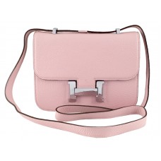 Hermès Constance 23 Schultertasche aus Togo-Leder, Hellrosa