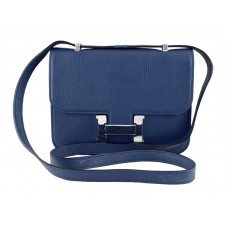 Hermès Constance 23 Schultertasche aus Togo-Leder, Dunkelblau