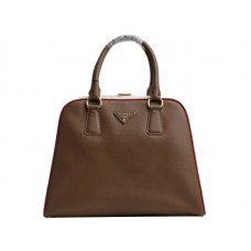 Prada Saffiano Henkeltasche mit Rahmen, Kaffee
