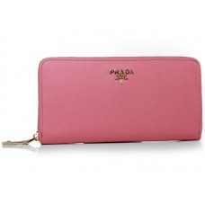 Prada Saffiano Zippy Geldbörse Dunkelrosa
