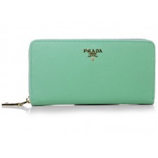Prada Saffiano Zippy Geldbörse Grün