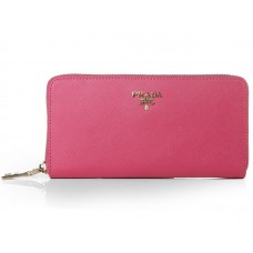Prada Saffiano Zippy Geldbörse in Pink
