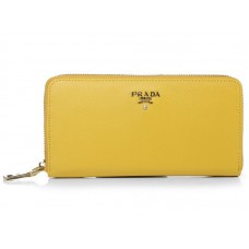 Prada Saffiano Zippy Geldbörse Gelb