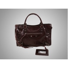 Balenciaga Le Dix Motorradtasche, mittelgroß, Dunkelbraun