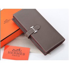 Hermès Epsom Original Kalbsleder Bearn Japonaise Zweifach-Geldbörse Dunkelgrau