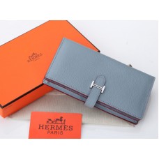 Hermès Dogon Togo Original Kalbsleder Bearn Japonaise Zweifach-Geldbörse Hellblau