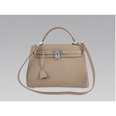 Hermès Kelly 32 cm Togo-Leder Clemence Gris Clair