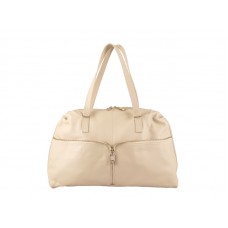 Fendi Henkeltasche aus Rindsleder mit Frontreißverschluss, Off-White