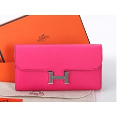 Hermès Epsom Original Kalbsleder Constance Lange Geldbörse Pink