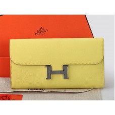 Hermès Epsom Original Kalbsleder Constance Lange Geldbörse Gelb