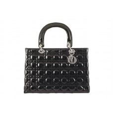 Dior Große Lackledertasche Schwarz