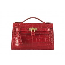 Hermès Matte Kelly Pochette Krokodilrot