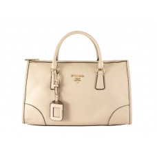 Prada Henkeltasche aus Rindsleder, cremeweiß