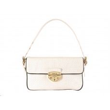 Prada Schultertasche aus perforiertem Rindsleder, Weiß