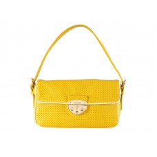 Prada Schultertasche aus perforiertem Rindsleder, Gelb
