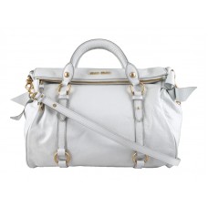 Miu Miu Boston Bag aus Nappaleder, groß, weiß
