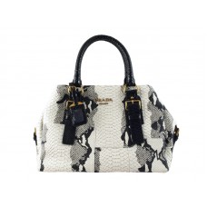 Prada Pythonleder-Tote, weiß und schwarz