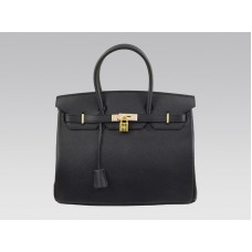 Hermès Birkin 35 cm Clemence Schwarz mit goldener Hardware