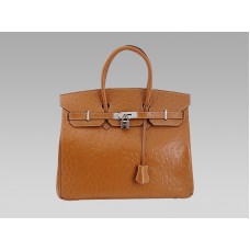 Hermès Birkin 35 cm Straußenleder Gold