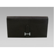 Hermès Béarn Japonaise Bi-Fold Geldbörse, dunkle Schokolade