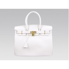 Hermès Birkin 35 cm, Togo Clemence Weiß mit goldener Hardware