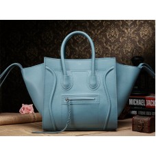 Celine Luggage Phantom Square Tote Bag aus Epsom-Leder, blau