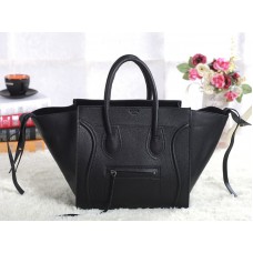 Celine Luggage Phantom Square Tote Bag aus Togo-Leder, Schwarz