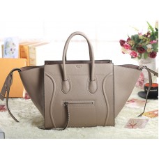 Celine Luggage Phantom Square Tote Bag aus Togo-Leder, hellkhaki
