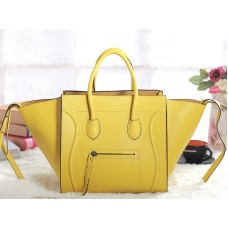 Celine Luggage Phantom Square Tote Bag aus Togo-Leder, Gelb