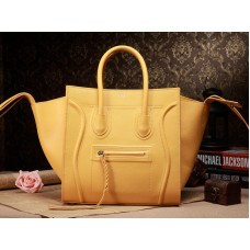 Celine Luggage Phantom Square Tote Bag aus gelbem Epsom-Leder