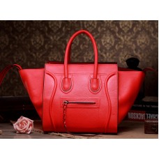 Celine Luggage Phantom Square Tote Bag aus Togo-Leder, orange-rot