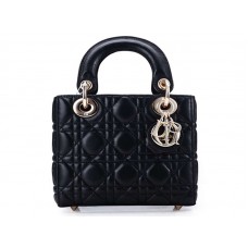 Dior Nano Ledertasche, goldfarbene Beschläge, Schwarz