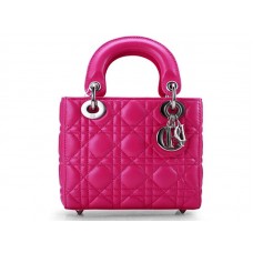 Dior Nano Ledertasche, silberfarbene Beschläge, Pink