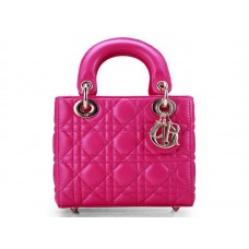 Dior Nano Ledertasche, goldfarbene Beschläge, Pink