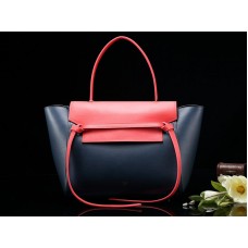 Celine Mini Gürteltasche aus glattem Kalbsleder, Nachtblau mit indischem Rot