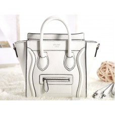 Celine Luggage Mini Tote aus weißem Kalbsleder