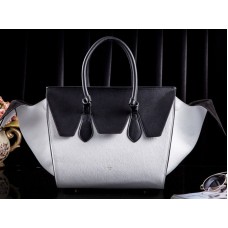 Celine Tie Nano Henkeltasche aus Leder, Weiß & Schwarz