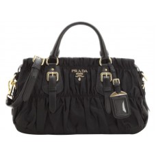 Prada Tessuto Gaufre Nylon-Henkeltasche Schwarz