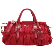 Prada Tessuto Gaufre Nylon-Henkeltasche, Pink