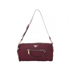 Prada Tessuto Nylon-Schultertasche Burgunderrot
