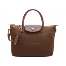 Prada Tessuto Nylon Tote mit Lederbesatz Braun