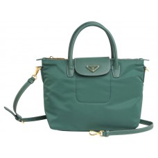 Prada Tessuto Nylon Tote mit Lederbesatz Grün
