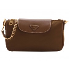 Prada Handgelenktasche aus Tessuto-Nylon mit Saffiano-Leder, braun
