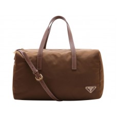 Prada Vela Nylon-Henkeltasche Braun