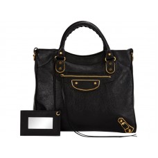 Balenciaga Gold Metallic Edge Velo Tasche Schwarz