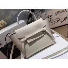 Celine Micro Gürteltasche aus genarbtem Kalbsleder, hellgrau