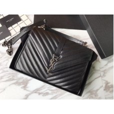 Saint Laurent Collége Medium in Matelassé Leder Schwarz