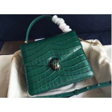 Bvlgari Klappendeckel Serpenti Forever 20 cm Krokogrün