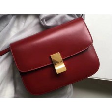 Celine Medium Classic Bag in Box, Kalbsleder, Burgunderrot