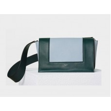 Celine Medium Frame Schultertasche aus Kalbsleder in Mineral und Dunkelgrün